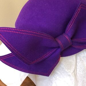 Vintage Mr John Classic Purple Cloche Hat Bow Excello Bollman wool